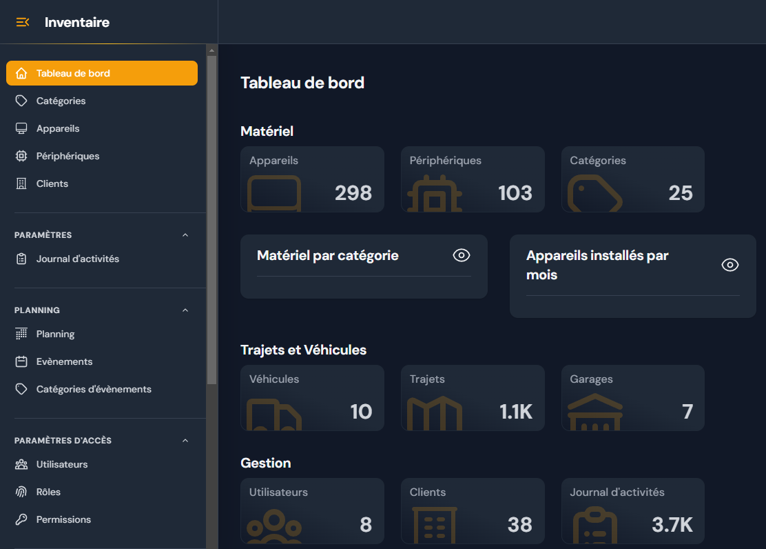 Logiciel pour la gestion interne et application mobile